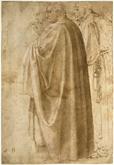 Three Standing Men in Wide Cloaks by Michelangelo Buonarroti